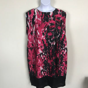 Anne Klein Pink & Black Abstract Print Dress
